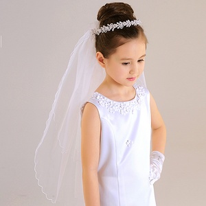 Velo de Novia Blanco Elegante y Sencillo de Tul de Alta Calidad F7316, Corona para Niña, Accesorios para <span class=keywords><strong>Primera</strong></span> Comunión - Product Image 2