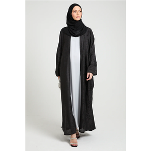 LEDUO Venta al por mayor de abayas personalizadas de lujo con jacquard, satén, mangas largas, estilo abierto, vestido musulmán estilo Dubái para mujeres. - Product Image 1
