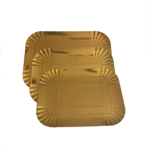 Assiettes à papier en <span class=keywords><strong>carton</strong></span> jetables <span class=keywords><strong>de</strong></span> qualité alimentaire rectangle rond doré argenté pour la fête - Product Image 2