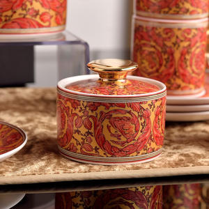 Juego de Café de Porcelana de Hueso de 15 Piezas, Estilo Europeo, Color Rojo, de Lujo, Decoración para el Hogar, Gran Venta - Product Image 4