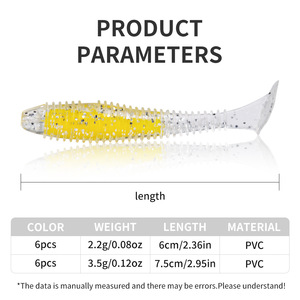 Señuelo blando Texas Lure con cola en T espiral, de hundimiento lento, para pesca de lubina, con anzuelo de cabeza de jig tipo sándwich de colores, cebo para pesca salvaje - Product Image 2