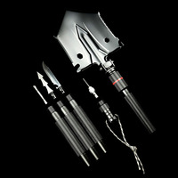 Pelle pliante multifonction 12 en 1, pelle de survie robuste, outil tactique à main avec manche en aluminium, pelle de camping pour l'extérieur