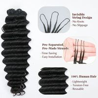 Extensions de cheveux humains vierges Micro-link profondes, alignées aux cuticules, effet plume, pour crochet, cheveux péruviens bruts, 14-26 pouces, couleur naturelle, 70g/100g
