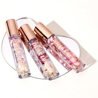 Gloss à lèvres transparent hydratant, maquillage, huile à lèvres en pétales, gelée pour lèvres pulpeuses, rouge à lèvres à fleurs séchées, hydratant longue durée, fruité