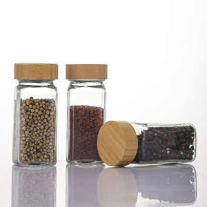 Utilitaire de cuisine personnalisé <span class=keywords><strong>mini</strong></span> pot de stockage carré 4oz conteneur d'épices assaisonnement poivre chili pot à épices en verre avec couvercle <span class=keywords><strong>shaker</strong></span> - Product Image 5