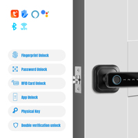 Serrure à levier intelligente sans clé, à loquet unique, en alliage de zinc, étanche IP65, avec empreinte digitale, code et contrôle via application Tuya, pour porte en bois