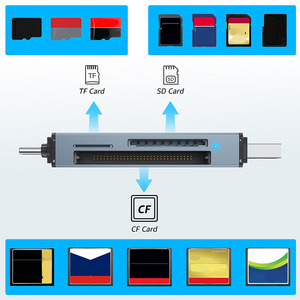 YC-721 Đầu đọc thẻ OTG 5 trong 1 USB2.0 Đầu đọc thẻ với <span class=keywords><strong>USB</strong></span>/Loại C/CF/SD/TF Khe cắm thẻ nhớ cho máy tính điện thoại di động - Product Image 3