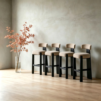 Tabouret de bar en bois massif avec dossier simple, chaise haute de bar minimaliste moderne, tabouret de comptoir élégant pour bar à domicile