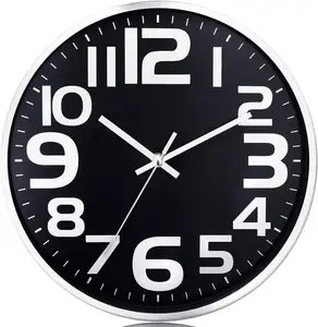 OEM yaşam için en çok satan metal yuvarlak alüminyum duvar saati özel sessiz gümüş saat