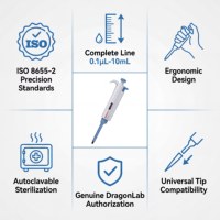 Pipette Microscopique avec Support, Série Single Top Pette, Micropipette Monocanal pour la Manipulation Précise des Liquides en Milieu Professionnel