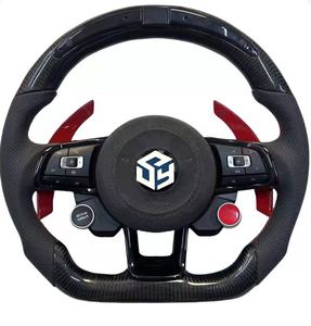 Avec Piano Black Trim R <span class=keywords><strong>Line</strong></span> Demi-volant en cuir en fibre de carbone pour VW Volkswagen Golf R 5 6 7 MK5 MK6 MK7 Gti Passat CC - Product Image 2