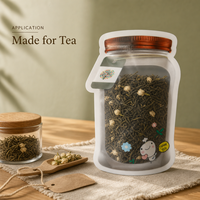 Sachet refermable découpé en forme de pot avec fenêtre transparente pour l'emballage de grains de café, fruits secs, thé, épices et stockage en garde-manger