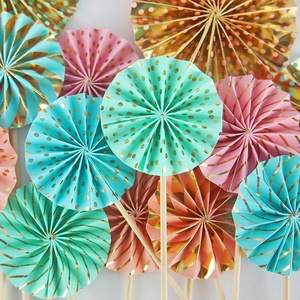 EASTTERN Set di Decorazioni Colorate per Cupcake, Ventagli di Carta per Baby Shower, Matrimoni, Compleanni e Feste per Bambini - Product Image 5