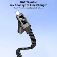 Câble de charge rapide 4-en-1 65W avec affichage V/A/W, type C PD, portable, pour voyage
