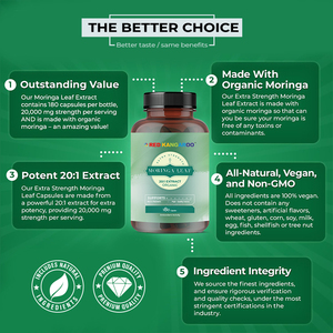 Cápsulas de Extracto de Moringa Natural de Fábrica OEM, Equilibran <span class=keywords><strong>el</strong></span> <span class=keywords><strong>Sistema</strong></span> Inmunológico <span class=keywords><strong>para</strong></span> Adultos, Ricas en Nutrientes, Suplemento Herbal - Product Image 5
