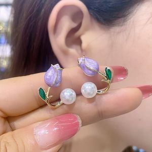 Nuevo pendiente de flor Rosa verano pequeño diseño de tulipán fresco elegante moderno <span class=keywords><strong>Stud</strong></span> pendientes - Product Image 5