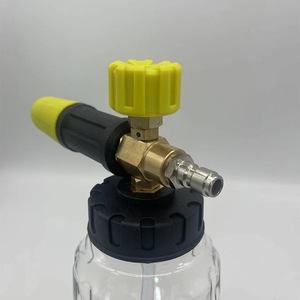 Pulvérisateur de mousse haute pression 1/4 à connexion rapide, pot transparent en PA, accessoire de lavage de voiture manuel, jaune - Product Image 3