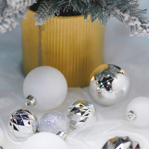 Trong kho New Arrival Hot Bán 34 cái trắng bạc hỗn hợp màu sắc shatterproof Cây giáng sinh trang trí quả bóng nhựa với hộp PVC - Product Image 6