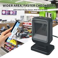 Escáner de Código de Barras 2D Omnidireccional de Escritorio, Lector de Códigos QR con Detección Automática y Manos Libres para Puntos de Venta Minoristas, Supermercados, Escaneo de Alta Velocidad
