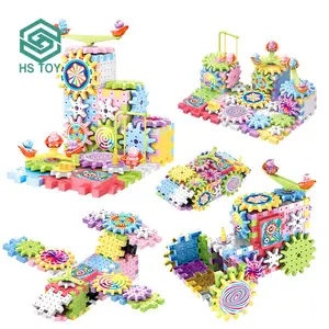 HS Variável Jigsaw Puzzle Educacional Set Electric Plastic Gear Rotação Mecânica Building Block Toy Com 83 PCS