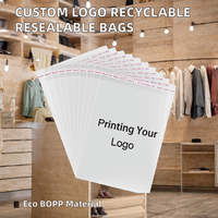 Sacs à vêtements en T-shirt recyclables avec impression de logo personnalisée, épaisseur 0,3 mm, emballage transparent en BOPP refermable pour vêtements, chaussures, chaussettes