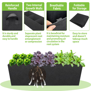 Bolsas de Cultivo de 15 Galones, Bolsas Rectangulares de 3 Compartimentos para Plantar <span class=keywords><strong>en</strong></span> Elevación, Macetas de Tela No Tejida Resistentes para Vegetales y Tomates - Product Image 5