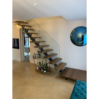 Escalier à poutre simple de style moderne, en bois et en métal, escalier mono-poutre pour appartement/hôtel/duplex/annexe