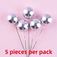 5 Boules en Mousse Dorées et Argentées pour Gâteau d'Anniversaire, Décorations de Pâtisserie pour la Saint-Valentin et le Nouvel An Chinois