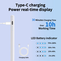 Pensil Stylus Digital Tipe-C 30 Menit 10 Jam, Pena Pengisian Cepat iPad Android Windows, Aluminium POM OEM Grosir Pasokan Pabrik