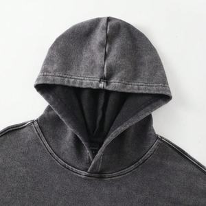 Sudadera con capucha para hombre, personalizada por el fabricante, extragrande, con estampado de letras de carreras, 400 g/m², lavada, estilo streetwear envejecido, corte holgado y corto, bordada - Product Image 3