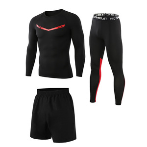 Completo Sportivo da <span class=keywords><strong>Uomo</strong></span> 3 Pezzi: Maglia, Pantaloni e Pantaloncini Traspiranti ad Asciugatura Rapida per <span class=keywords><strong>Fitness</strong></span> e Corsa - Product Image 5