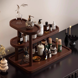 Solid Wood <b>Desktop</b> Cosmetic Organizer 3 Tier Storage Rack For Skincare Perfume Makeup Display <b>Shelf</b> - Product Image 5