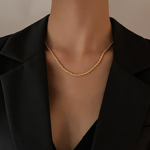 Bán Buôn 18K Mạ Vàng Thép Không Gỉ Trang Sức Twisted Rope Chain Vòng Cổ Cho Nam Giới Phụ Nữ - Product Image 5
