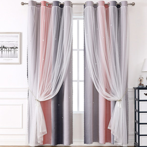 Rideaux occultants double couche à rayures dégradées arc-en-ciel, voilages et occultants 2-en-1 pour baie vitrée, chambre moderne et salon - Product Image 4