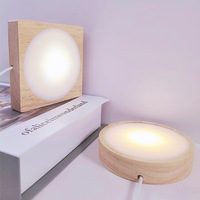 Yuanwen – support en bois LED, lampe d'affichage, tasse solide, bouteille en verre, cadre en cristal, lampe ronde de 100mm, vente en gros