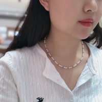 Collier en or 18 carats avec perle d'eau douce naturelle (avec apatite)