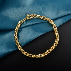 bulk <b>gold</b> polished twisted glossy luxurious minimalist <b>solid</b> sleek fashion chain link stainless steel wholesale luxe bracelet - Product Image 5
