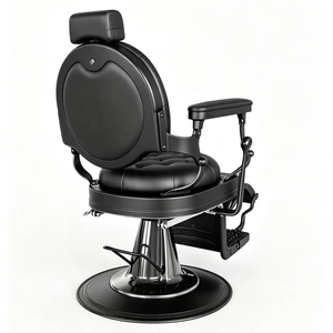 Fauteuils de barbier professionnels tout noirs inclinables, vintage pour hommes - Product Image 5