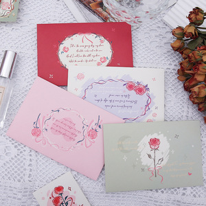 Carte de vœux surprise à estampage à chaud, motif rose vintage, pour Tanabata, la fête des pères, la Saint-Valentin, carte pop-up 3D - Product Image 4