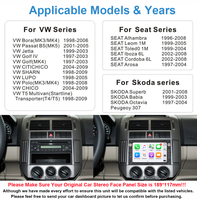 Autoradio VW Android 13.0 2 Go de RAM 64 Go de ROM Plug & Play Double Din Écran tactile GPS Sans fil Apple CarPlay Écran partagé OBD2