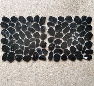 Mosaik batu kerikil hitam jatuh buatan tangan marmer Cobble tidak beraturan ubin mosaik rusak untuk lantai - Product Image 2