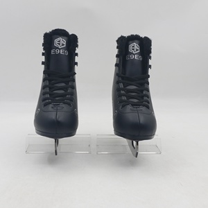 Patins à <span class=keywords><strong>glace</strong></span> en cuir confortable <span class=keywords><strong>noir</strong></span> pour femmes et filles avec lame en acier au carbone haute ténacité et nœud papillon - Product Image 6