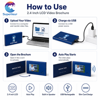Carte de visite promotionnelle vidéo pour entreprise avec impression CMJN, écran LCD 2,4 pouces haute résolution 320x240, idéale pour le branding de luxe