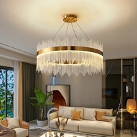 Magnifique lustre de plafond en fer doré et cristal pour hôtel, suspension de luxe en cristal, lampe suspendue