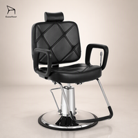 Fauteuil de barbier en cuir de haute qualité EaseNeat avec accoudoirs et base à pompe à huile pour salons de coiffure