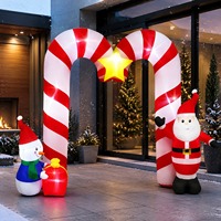 Modèle gonflable extérieur en forme d'arche de bonbons de Noël avec lumières LED pour la décoration de fête de Noël dans le jardin