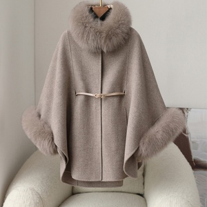 Abrigo de Invierno 2025, Abrigo de Lana Cálido con Piel de Zorro Auténtica para Niñas y Mujeres - Product Image 1