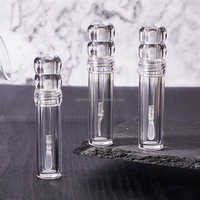 EN STOCK SANS MOQ Tube vide en plastique transparent de 3 ml pour huile à lèvres et gloss, avec applicateur floconneux et capuchon double couche transparent