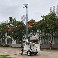 Remorque de surveillance mobile à énergie solaire avec mât télescopique de 8 m, 2*4MP PTZ, résistante au vent (117 km/h) et analyse IA intelligente pour la surveillance