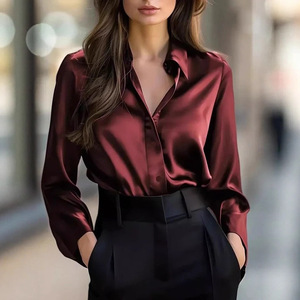 IStapromo Gifts European and American style long-sleeved shirt for women, autumn polo-neck polyester cardigan - Product Image 2